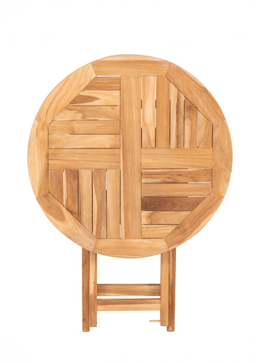 Table basse ronde pliante, bois de teck Naturel