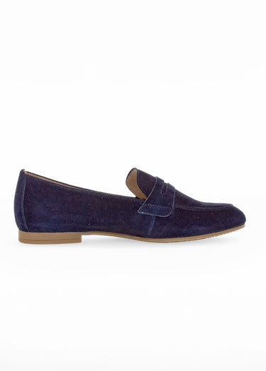 Mocassins en cuir nubuck avec bout amande Marine
