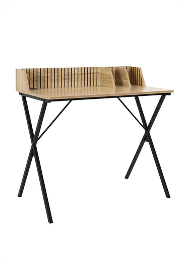 Bureau en métal et bois claustra Naturel