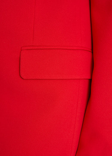 Veste blazer unie coupe droite col tailleur Rouge