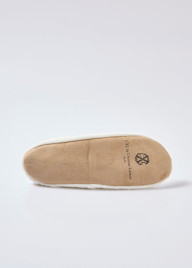 Chaussons façon ballerines en velours Blanc