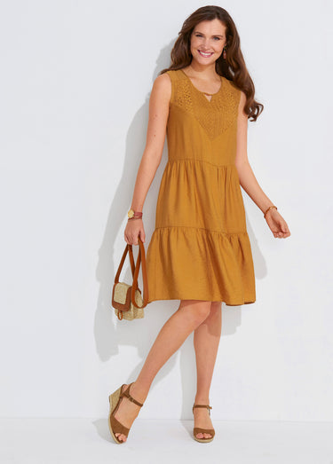 Robe sans manches courte volantée Safran
