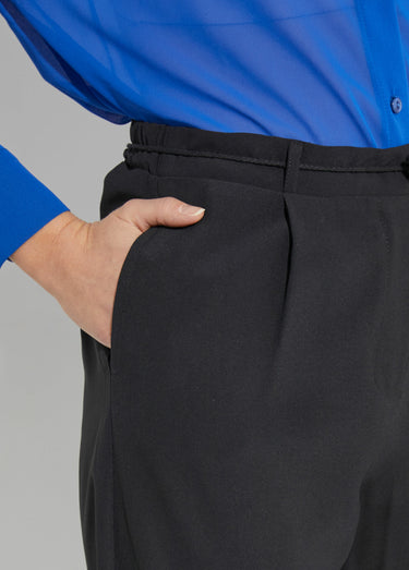 Pantalon large élastiqué, Essentiel Noir
