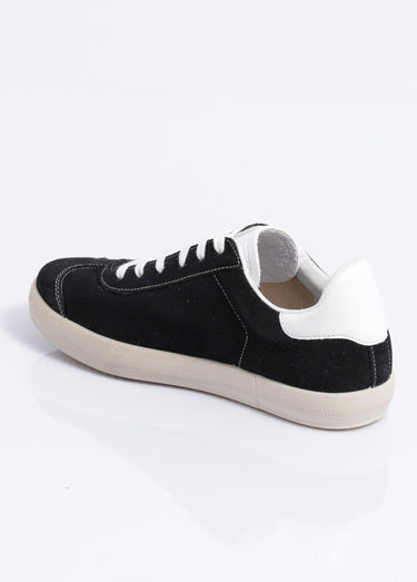 Baskets unies compensées cuir à lacets Noir