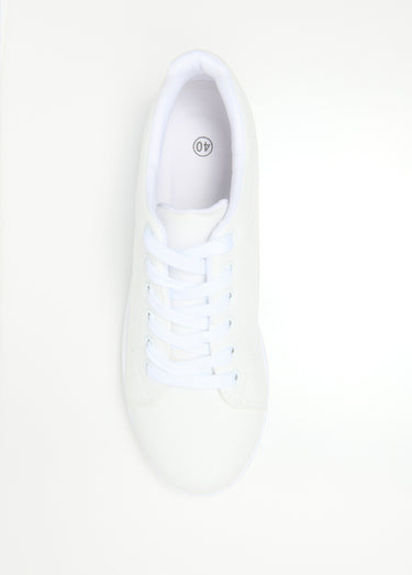 Baskets minimalistes bout rond et lacets Blanc