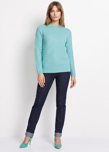 Pull chaud court col montant maille épaisse Vert