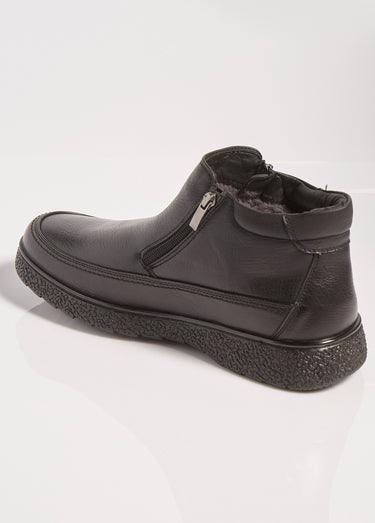 Bottines fourrées zippées à bout rond Noir