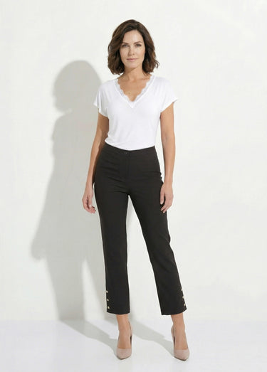 Pantalon droit 7/8e uni infroissable Noir