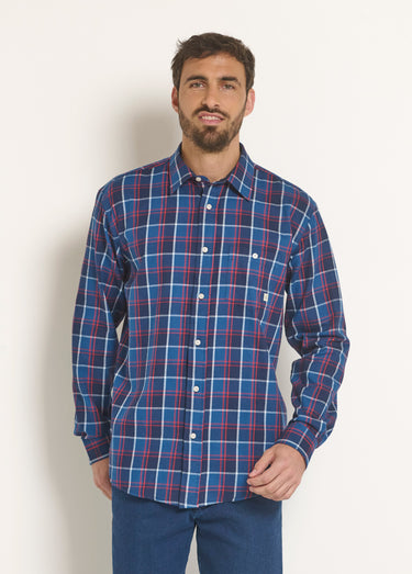Chemise flanelle chaude grands carreaux Carreaux Bleu