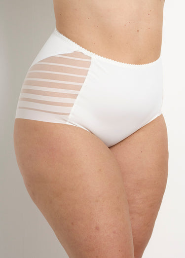 Culotte extensible taille haute tulle effet rayé Ivoire