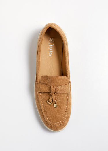 Mocassins confortables en suédine Camel