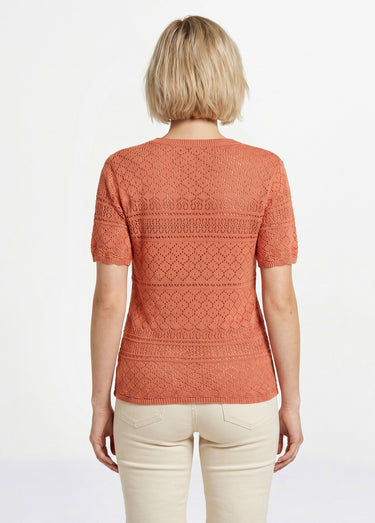 Pull manches courtes blousant ajouré col rond Epice