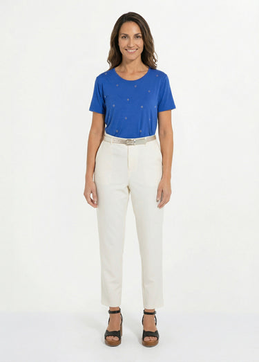 T-shirt strass manches courtes Bleu