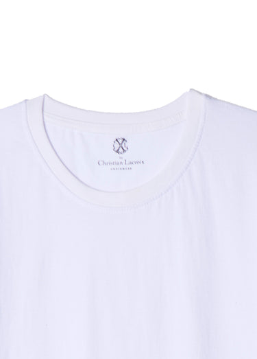 T-shirt pur coton avec col rond Blanc