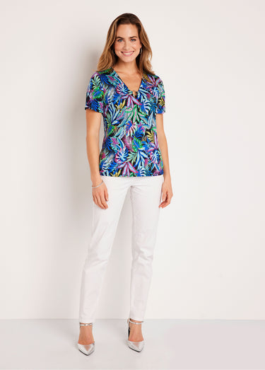 T-shirt manches courtes uni ou imprimé Imprime/Bleu