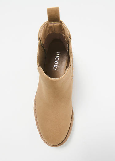 Boots Chelsea effet daim semelle crantée Beige