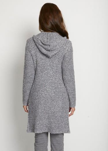 Long gilet à capuche Gris