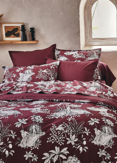 Taie percale de coton MARTINIQUE Grenat