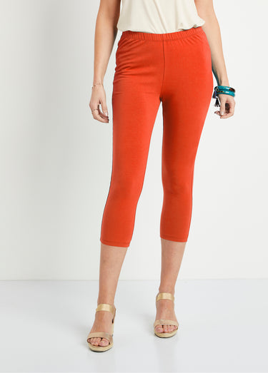 Legging court coton taille élastiquée Orange