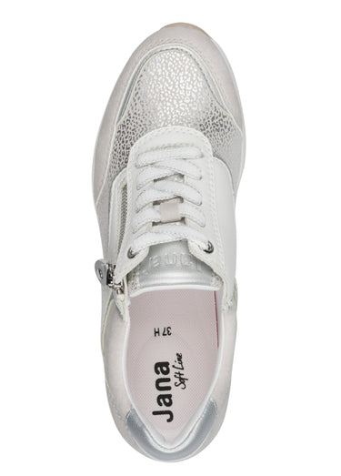 Sneakers métallisées semelle compensée Blanc/Gris