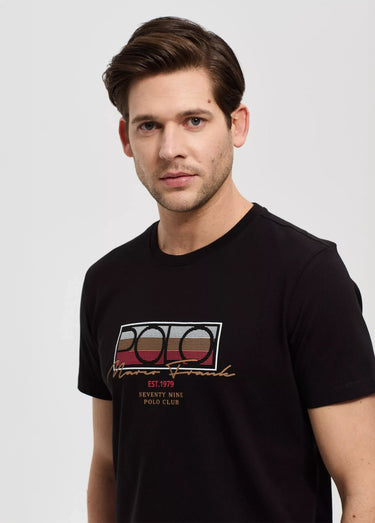 T-shirt à manches courtes, thème polo Noir