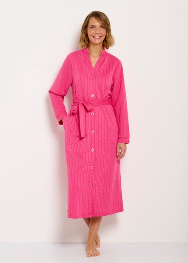 Peignoir kimono long boutonné Rose
