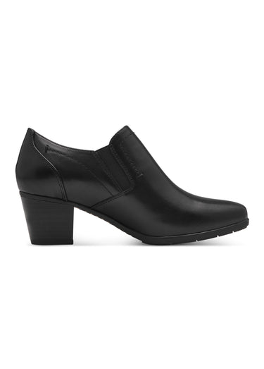Derbys zippés en cuir lisse à talon Noir