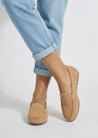 Mocassins antidérapants suédine perforée Camel