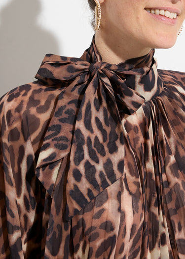 Chemisier léopard et manches bouffantes Leopard