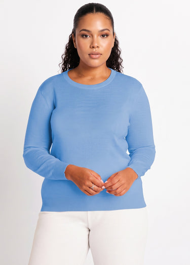 Pull laine mérinos manches longues Bleu Nuage