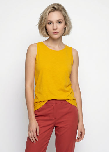 Débardeur court maille flammée coton Safran