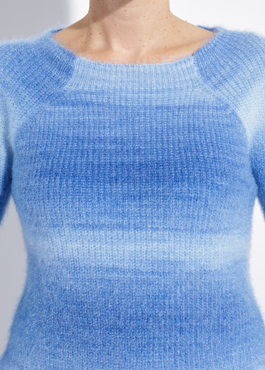 Pull raglan maille poilue effet tie & dye Bleu