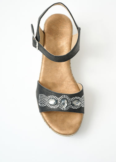 Sandales vegan largeur confort plateforme Noir