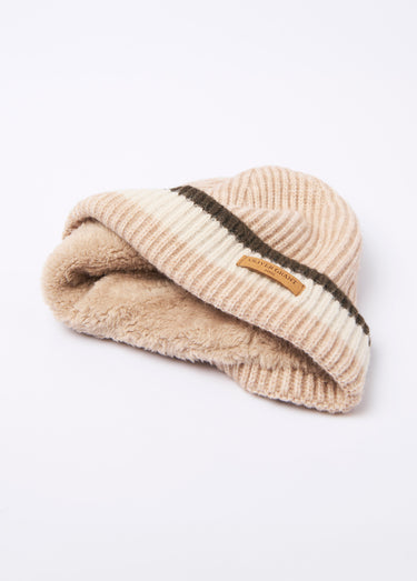Bonnet chaud maille intérieur polaire Beige