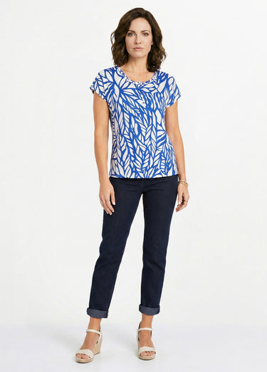 T-shirt court motif graphique Bleu / Blanc