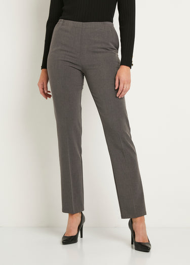 Pantalon droit taille semi-élastiquée Gris
