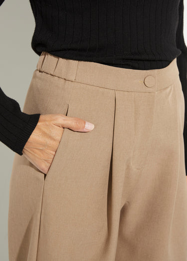 Pantalon tailleur fluide élastiqué Beige