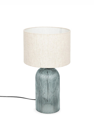 Lampe à poser pied en verre strié MATI Bleu