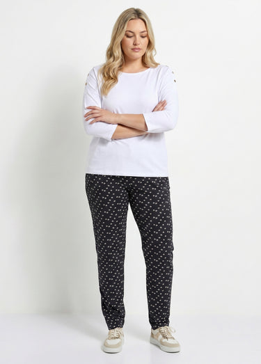 Legging coton stretch taille élastiquée Imprime Marine