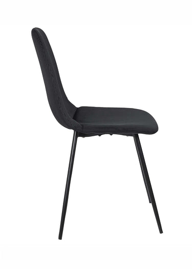 Set 4 Chaises velours cotelé, pieds métal Noir