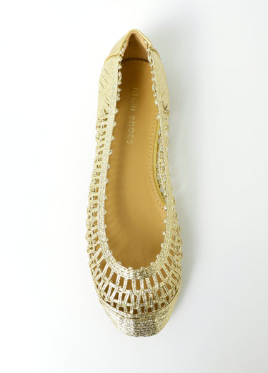 Ballerines plates ajourées aspect naturel Dore