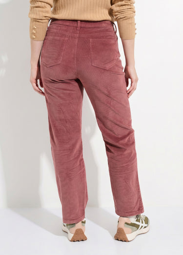Jean 5 poches en velours, coupe droite Rose