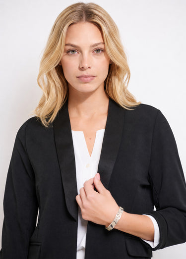 Veste unie courte smocking manches 3/4 Noir