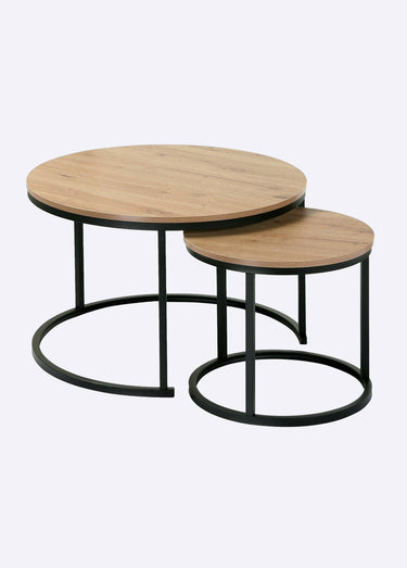 LENNY Tables basses plateau effet chêne Bois Clair