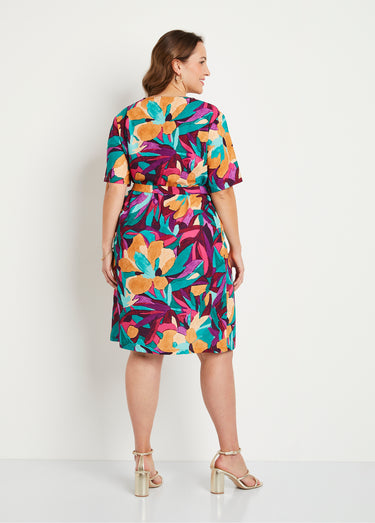 Robe ample courte imprimé floral Violet/Bleu