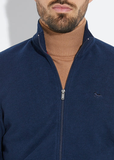 Gilet zippé doux en maille, col montant Marine