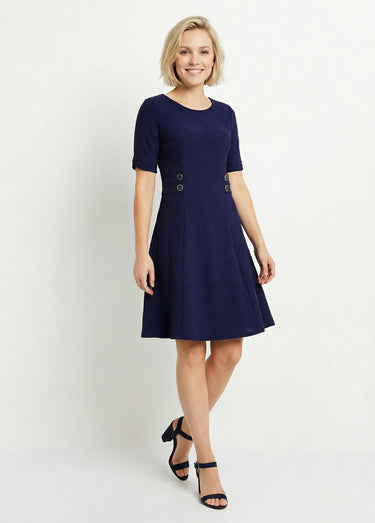 Robe évasée courte unie Marine