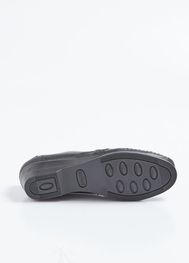 Mocassins élastiqués cuir largeur confort Noir