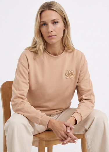 Sweat volume boite molleton brodé détail brillant Noisette
