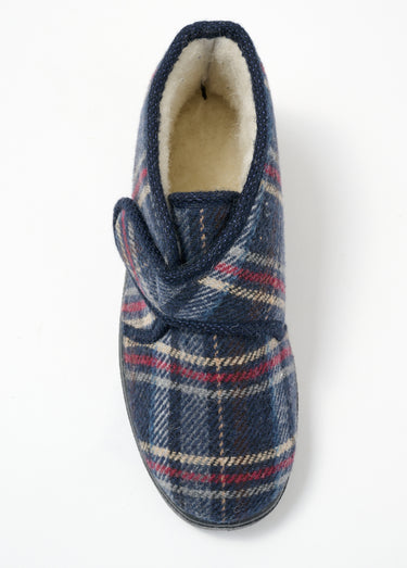 Chaussons montants grande largeur fourrés mixtes Marine
